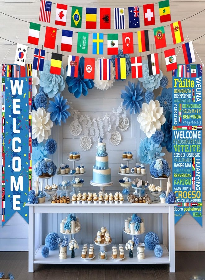Woosytoo 3PCS International World Flags Banner Decorations International Flags Welcome Porch Banner and 30 Counties String Flag for Olympic School Classroom Office Soccer Bar Sports Clubs Birthday Party Decorations - Image 5